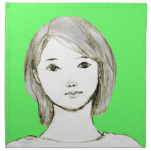 girl drawing manga japan cloth napkins