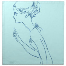 girl drawing manga japan printed napkin 