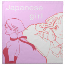 girl drawing manga japan printed napkin 