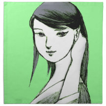 girl drawing manga japan printed napkin 