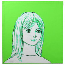 girl drawing manga japan printed napkin 