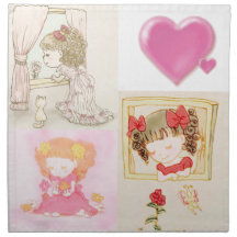 girl drawing manga japan printed napkin 