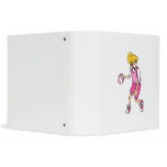 Girl dribbles 3 ring binders