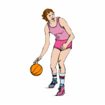 girl dribbling ball photo sculpture