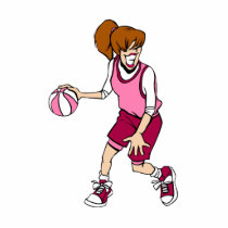Girl dribbling pink ball photo cut outs