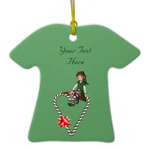 Girl Elf Candy Cane Heart Holiday Ornament ornament