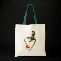 Girl Elf Candy Canes Christmas Holiday Tote Bag