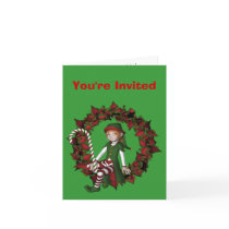 Girl Elf Christmas Holiday Party Invitation cards