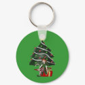 Girl Elf Christmas Tree Holiday Keychain