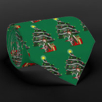 Girl Elf Christmas Tree Holiday Neck Tie
