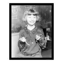 Girl Exhibiting Her Pet Snakes at School 1927 posters by lc_vintagephotos Girl Exhibiting Her Pet Snakes at School 1927 posters