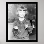 Girl Exhibiting Her Pet Snakes at School 1927 posters