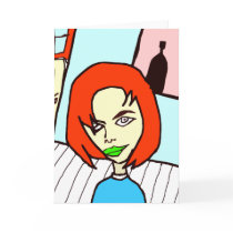 Girl Face Bottle Greeting Card cards