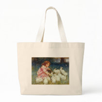 Girl feeding Rabbits Canvas Bag
