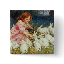 Girl feeding Rabbits Pin