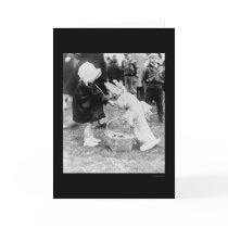 Girl Feeding the Easter Bunny 1929 Greeting Card