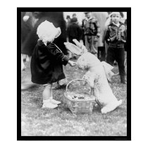 Girl Feeding the Easter Bunny 1929 posters by lc_vintagephotos Girl Feeding the Easter Bunny 1929 posters