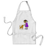 Girl Feeds Cat Aprons