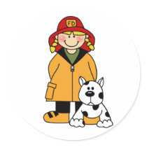 Girl Firefighter with Dalmation stickers by toddlersplace Girl Firefighter with Dalmation stickers