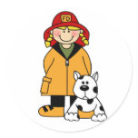 Girl Firefighter with Dalmation Stickers