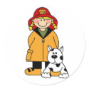 Girl Firefighter with Dalmation stickers by toddlersplace Girl Firefighter with Dalmation stickers