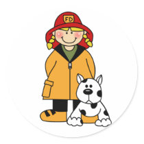 Girl Firefighter with Dalmation stickers
