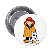 Girl Firefighter With Dalmation Tshirts and Gifts Pinback Button