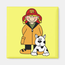 Girl Firefighter With Dalmation Tshirts and Gifts Refrigerator Magnet