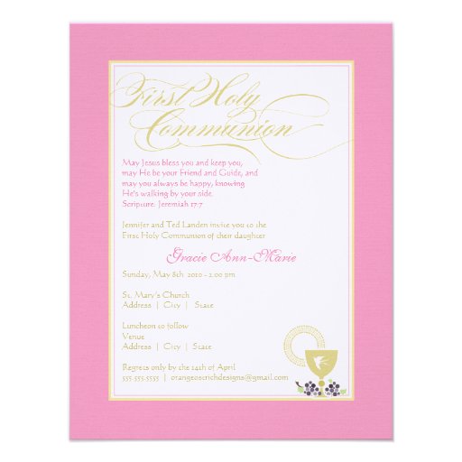 Girl First Communion Invitation - Pink