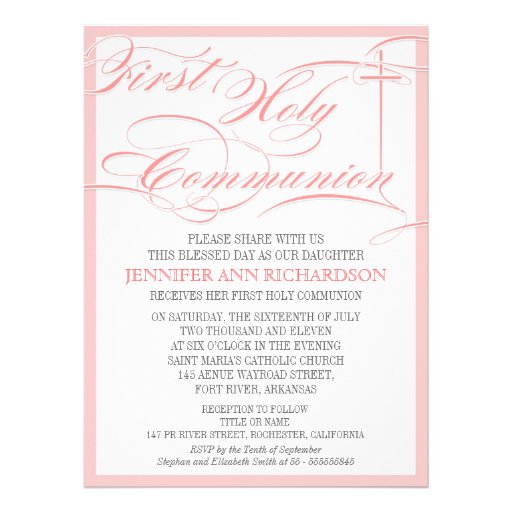 Girl First Communion Invitation - Pink & Modern