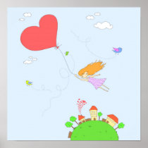 Girl flying posters