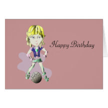 Girl Footballer Digital Art Greeting Cards