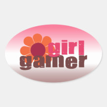 Girl Gamer Oval Stickers
