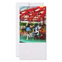 Girl Getting on Merry-Go-Round Personalized Photo Card