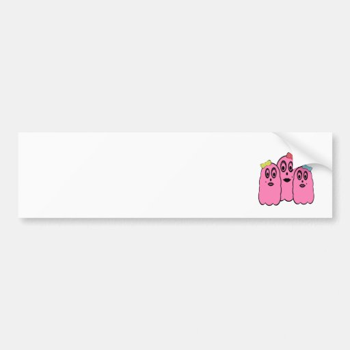 Girl ghosts in pink with bows bumper stickers