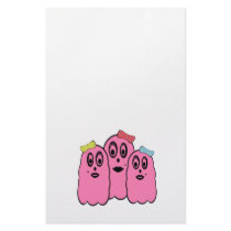 Girl ghosts in pink with bows stationery paper
