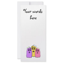 Girl ghosts in violet yellow and pink rack card design
