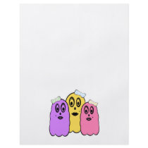 Girl ghosts in violet yellow pink flyer design