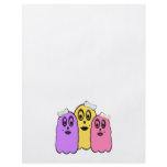 Girl ghosts in violet yellow pink flyers