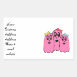 Girl ghosts with bows in pink rectangular sticker