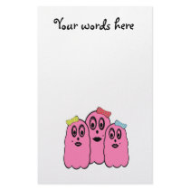 Girl ghosts with bows in pink personalized stationery