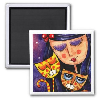 Girl & Ginger Cats - Magnet 2