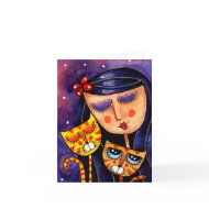 Girl & Ginger Cats - NoteCard