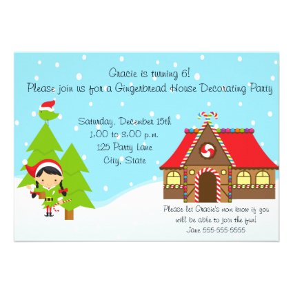 Girl Gingerbread House Birthday Invitation