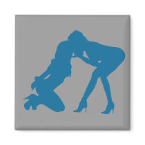 Girl - girl D/s Silhouette Magnet by uniqueandkinky Girl - girl D/s Silhouette Magnet