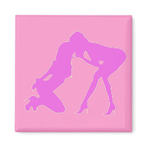 Girl - girl D/s Silhouette Magnet by uniqueandkinky Girl - girl D/s Silhouette Magnet