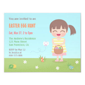 Girl Go Easter Egg Hunt Party Invitations