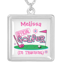 Girl Golfer In Training Personalized Necklace