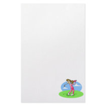girl golfer personalized stationery