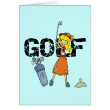 Girl Golfer Tshirts and Gifts Greeting Cards